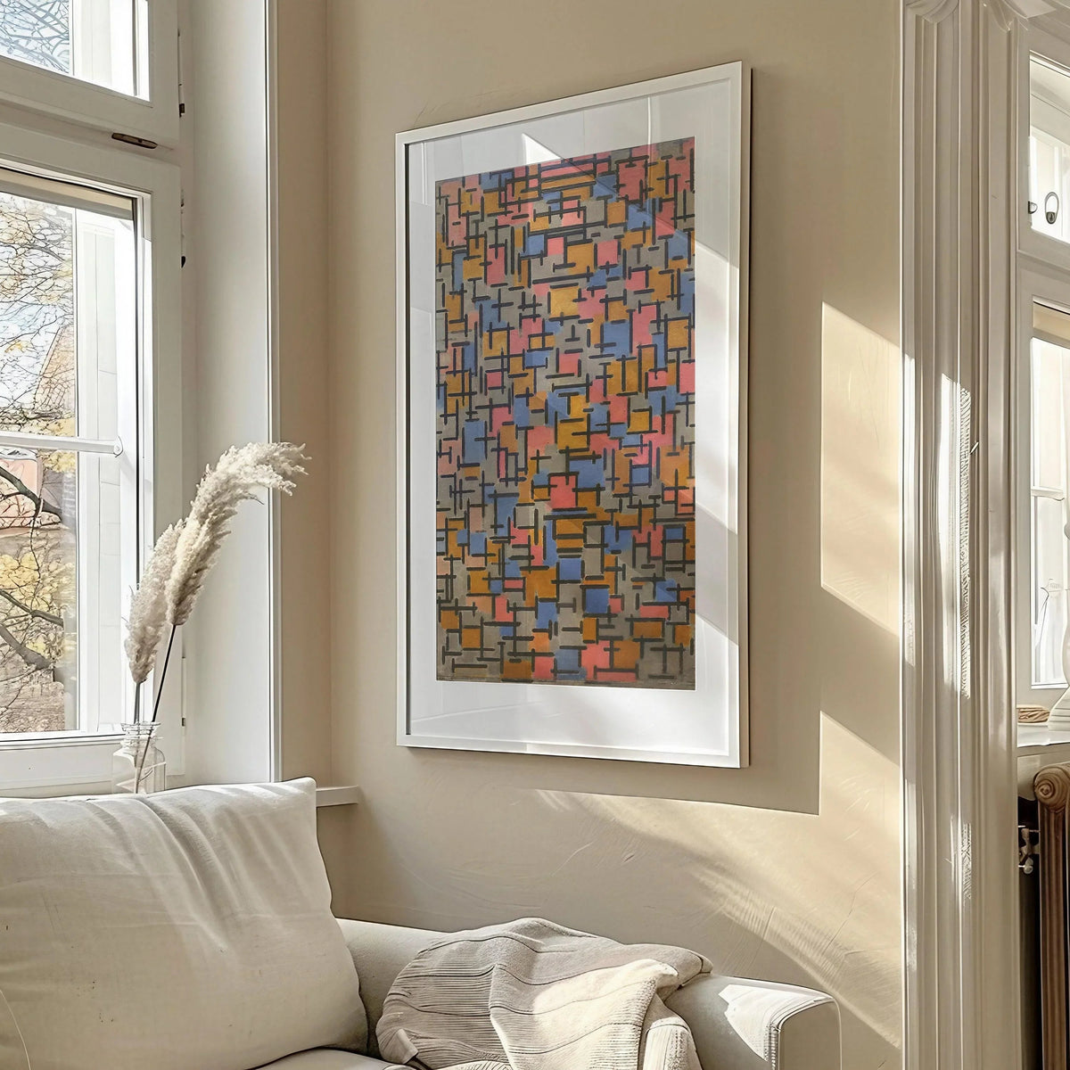 Affiche d'art Composition de Piet Mondrian (1916) : Impression Giclée Moderne du Milieu du Siècle (2x1)