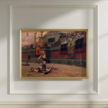 Gladiator Painting: Jean-L√©on G√©r√¥me, Epic Roman Battle Scene (Framed or Unframed)