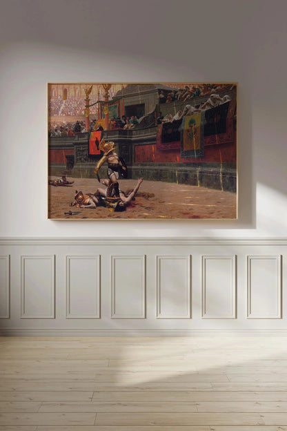 Gladiator Painting: Jean-L√©on G√©r√¥me, Epic Roman Battle Scene (Framed or Unframed)