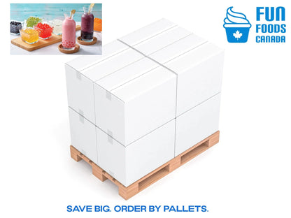 Boba Éclatantes à la Fraise | Boba Éclatantes | Mini-pot de 490 g | 6 mini-pots par caisse | 90 caisses par palette | Expédition gratuite au Canada pour les commandes de plus de 199 CAD