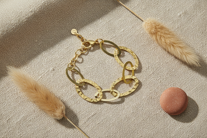 Bracelet Ovale Entrelacé - Acier Inoxydable Doré