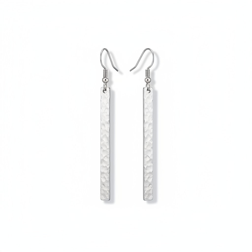 Metal Bar Earring - Silver Colour