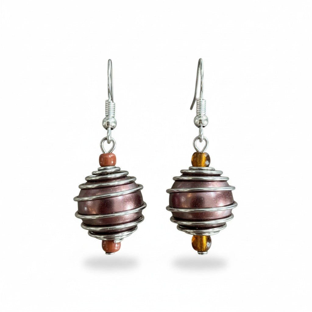 Boucles d'oreilles perles en spirale
