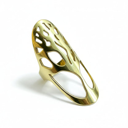 Bague ovale Arbre de Vie - Acier inoxydable doré