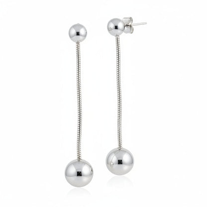 Hanging Ball Stud Earring- Grey Stainless Steel