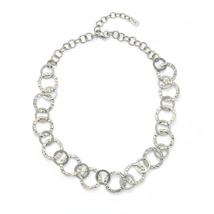 Collier cercles entrelacés - Acier inoxydable gris
