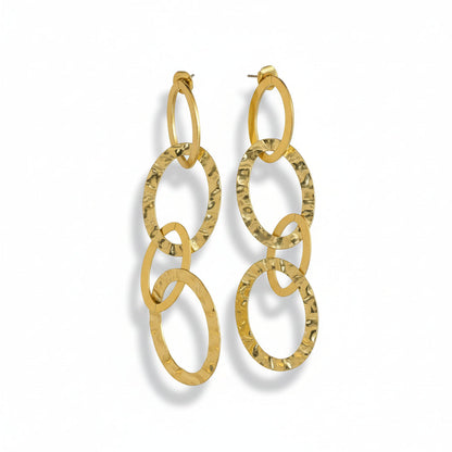 Linked Oval Earrings - Gold Stainless Steel
