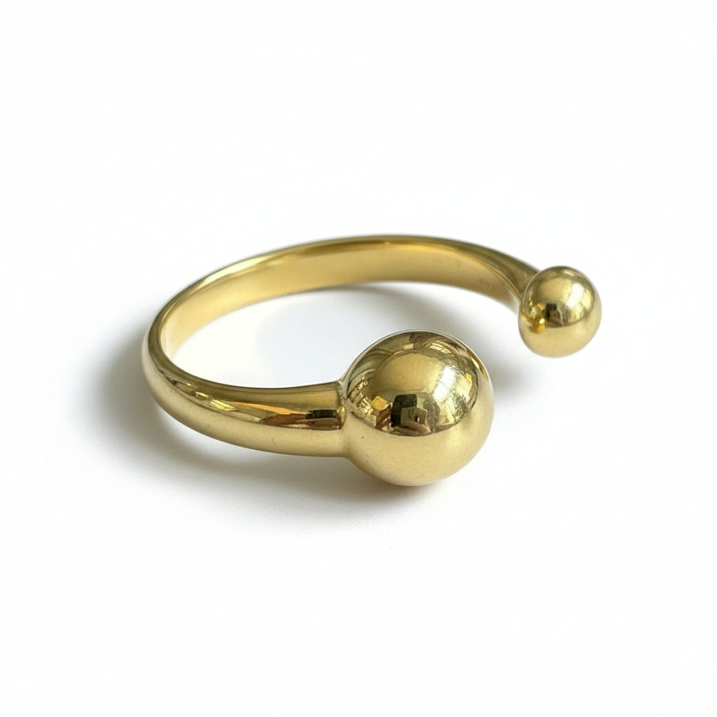 Bague Boule Ouverte - Acier Inoxydable Doré