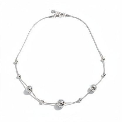 Collier multi-boules - Acier inoxydable gris