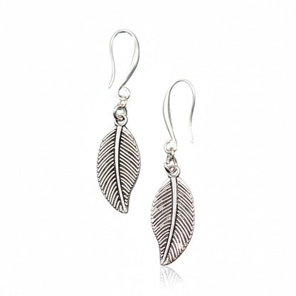 Boucles d'oreilles pendentifs feuille plaquées argent