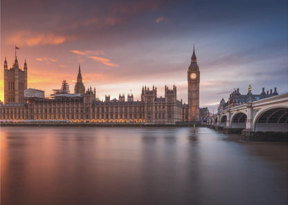 Palace of Westminster at Sunset Canvas Wall Art | London Palace of Westminster Sunset