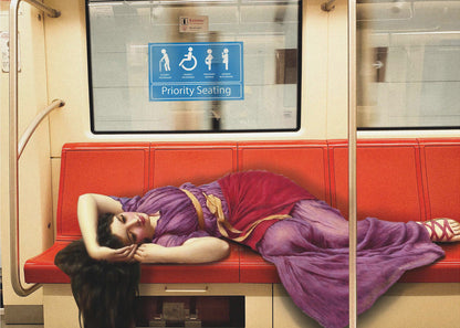 Classical Woman Reclining on a Subway Seat Canvas Wall Art | Priority Seating