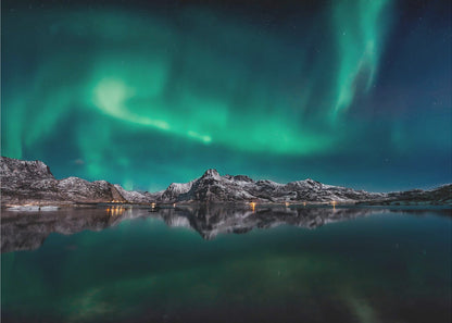 Reflet d'aurore aux îles Lofoten