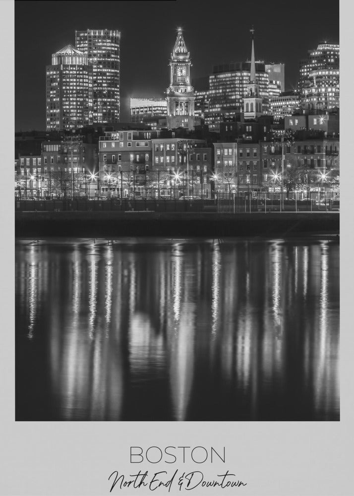 Art mural BOSTON Horizon de la ville le soir de North End