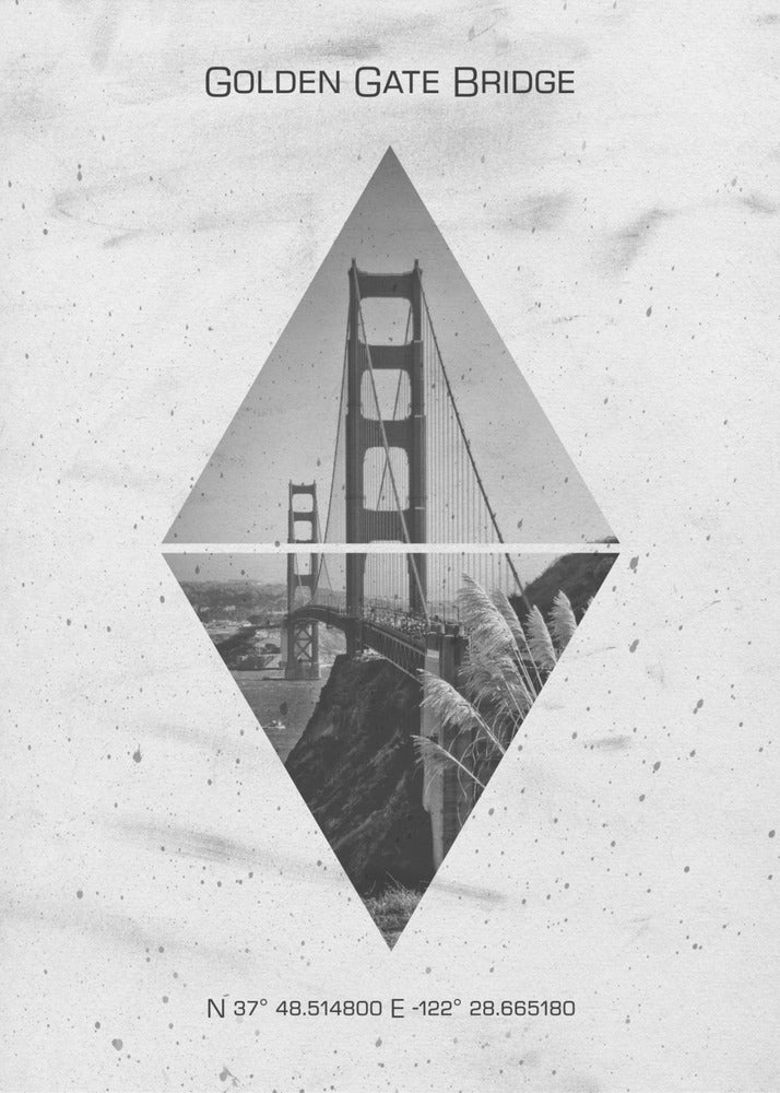 Décor mural Coordonnées SAN FRANCISCO Pont du Golden Gate