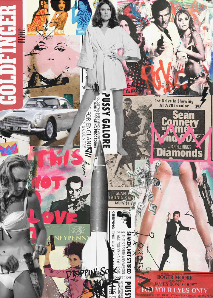 James Bond Vintage Film Poster Collage Canvas Wall Art | The Name's Bond