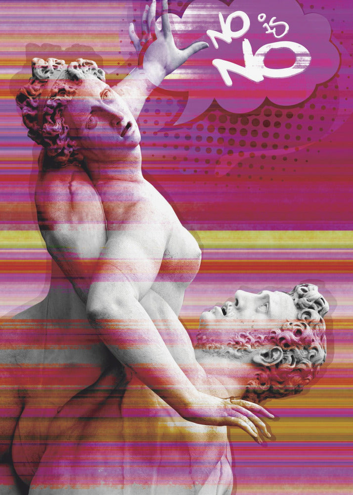 Classical Sculpture with No Is No Typography Canvas Wall Art
