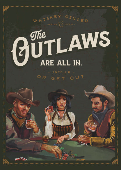 Art mural Les hors-la-loi sont tous au poker de cowboy cool