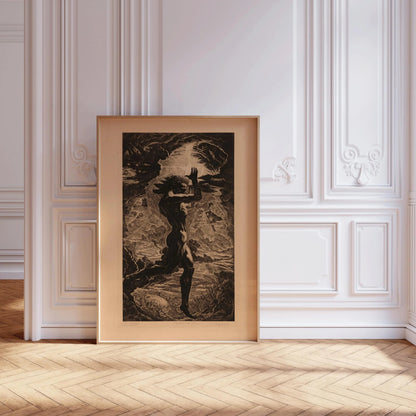 Jean Delville Prometheus Giclee Print: Symbolist Sketch Art, Framed or Unframed