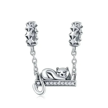 Parfaitement Céleste : adorable breloque étoile chat (argent 925)