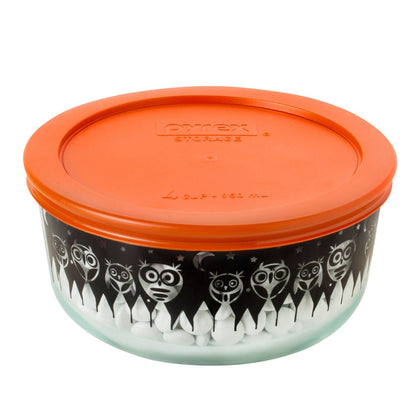 Hibou d'Halloween Pyrex décoré de 4 tasses