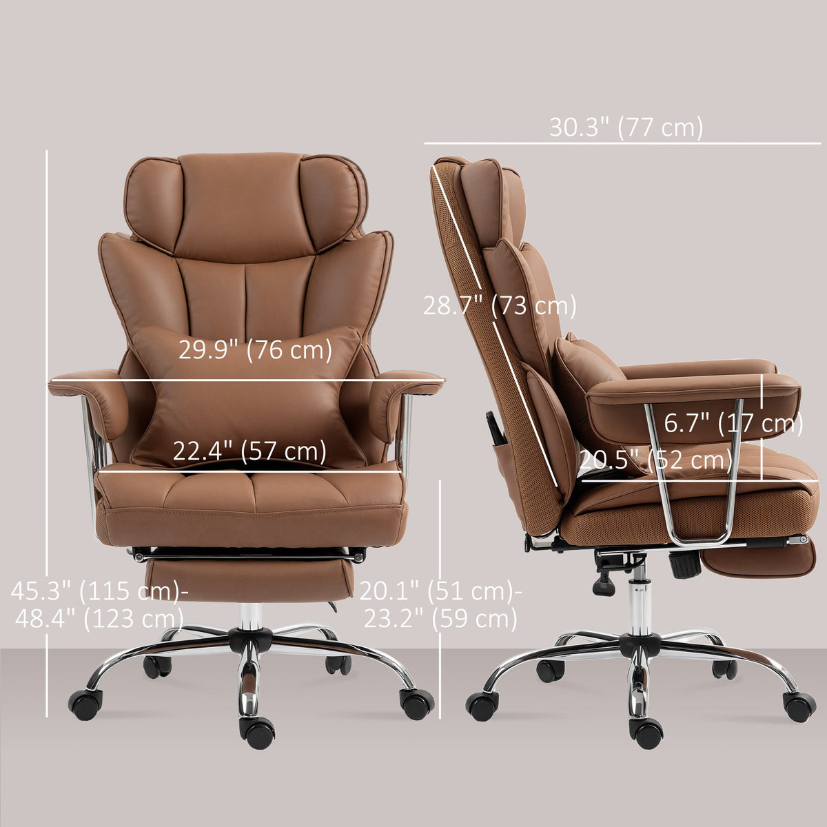 Fauteuil de bureau de direction Matteo avec 6 points de massage - Marron
