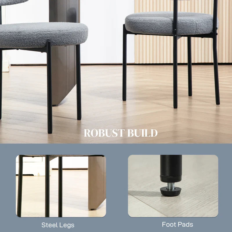 Chaises de salle à manger modernes Cruz avec dossier en molleton berbère - Lot de 4 - Gris