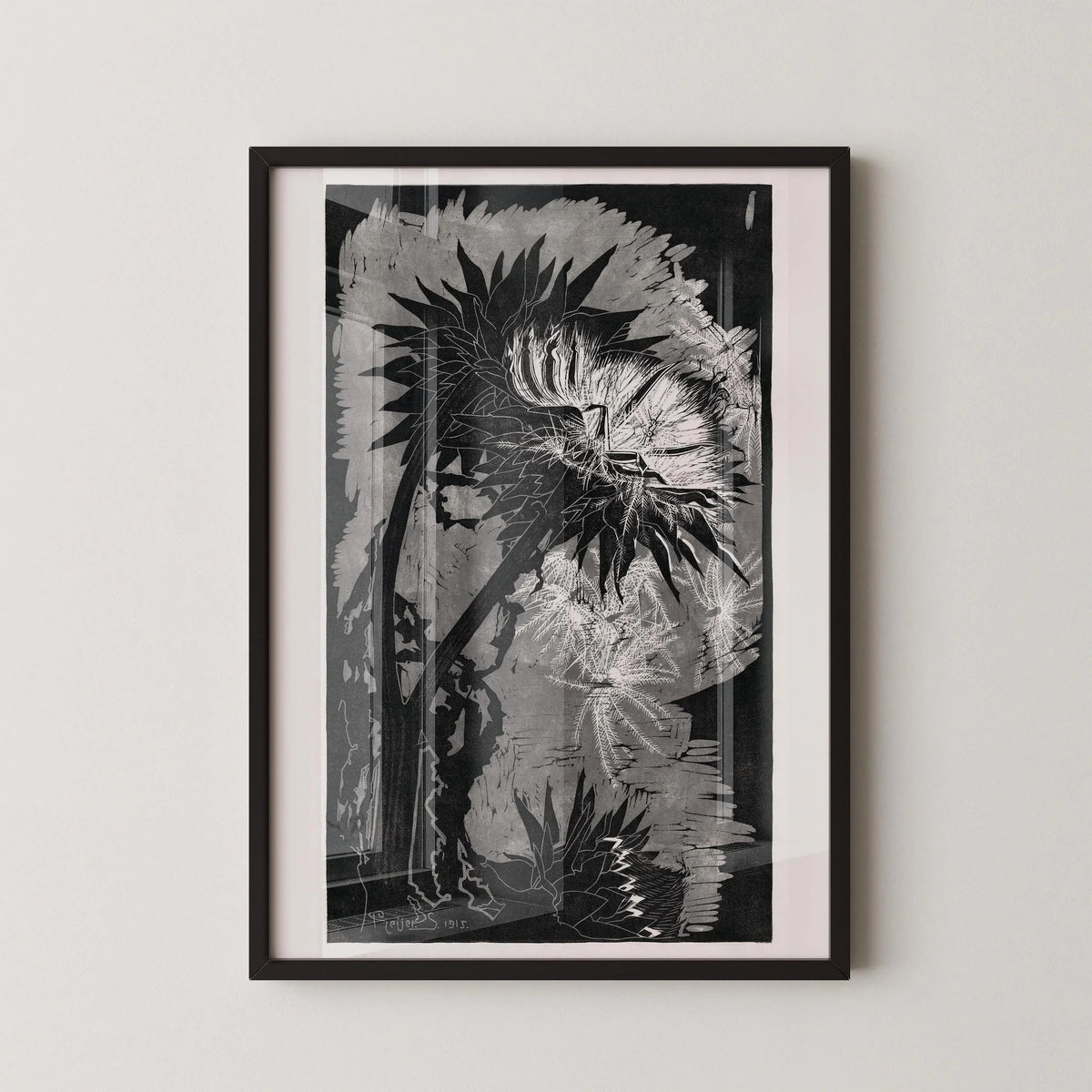 Reijer Stolk ‚Äì Artichokes in Shadow (1915) | A Striking Monochrome Woodcut (available handframed or unframed)