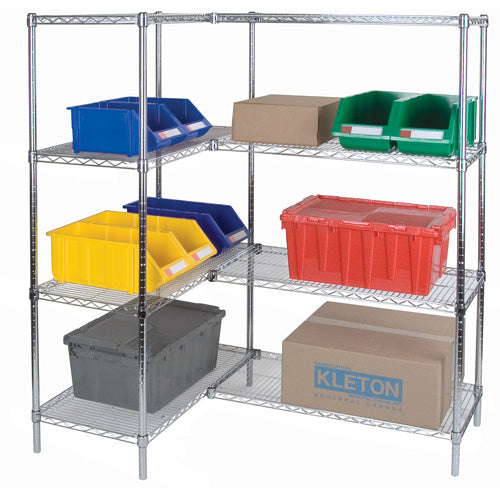 Tablettes grillagées chromées pour usage intensif
