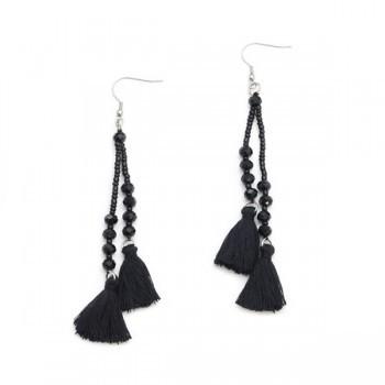 Boucles d'oreilles pendantes à pampilles doubles et cristaux