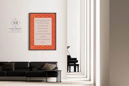 Rumi - Journey of Quest PRINT | Red Inspirational Quote Poetry Poster (available handframed or unframed)