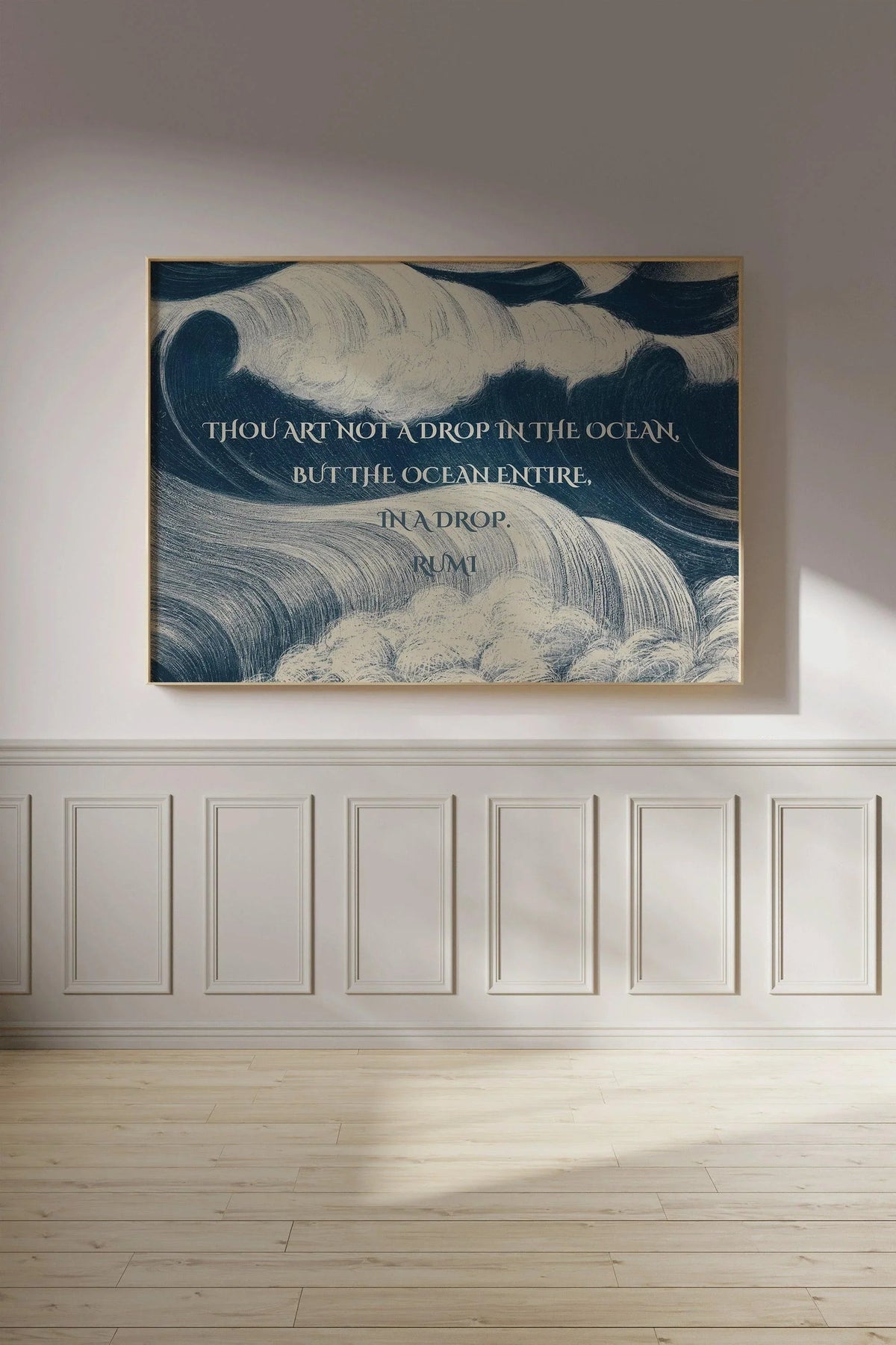 Rumi Poetry Giclee Print: Inspirational Ocean Quote Art, Blue Poem (Available Framed)