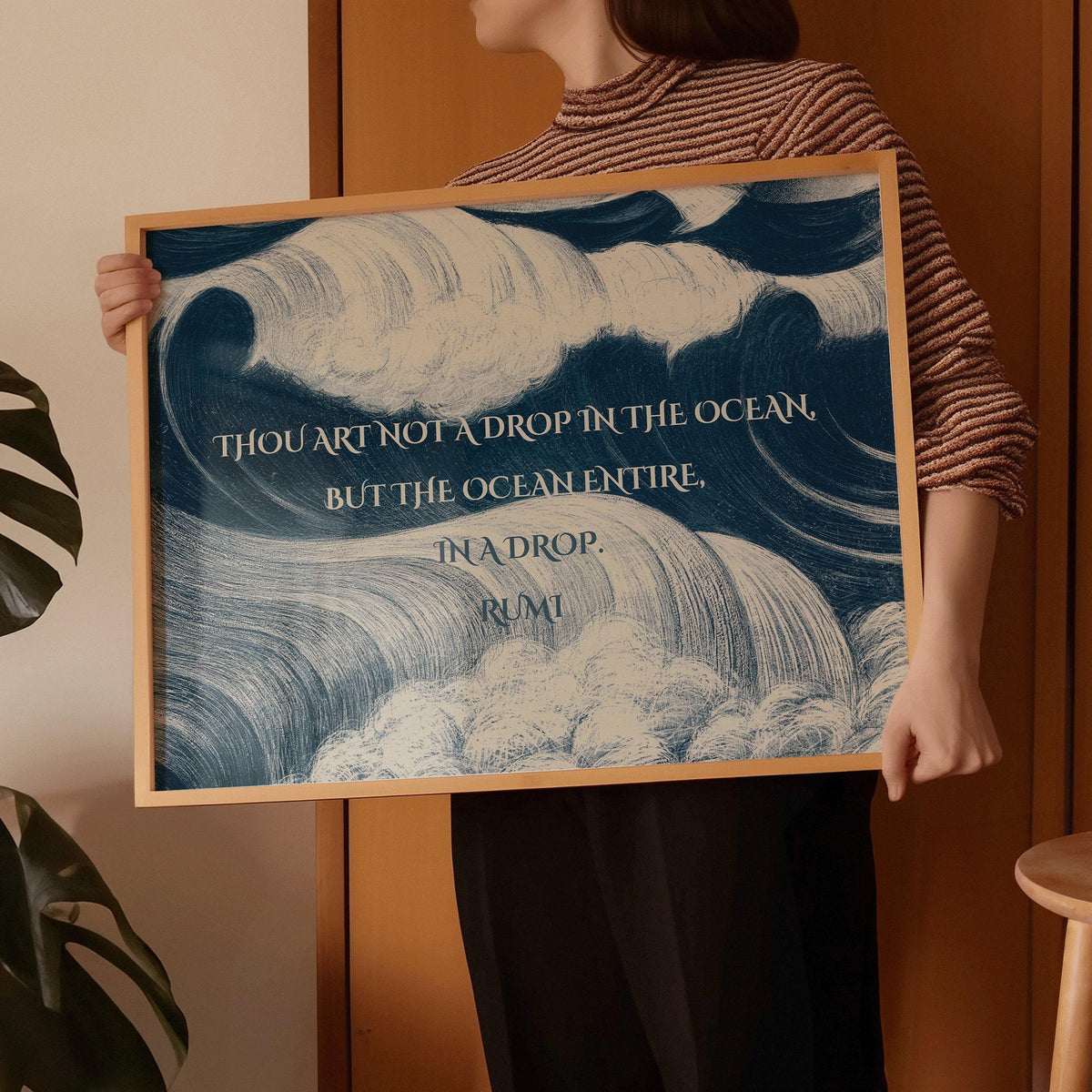 Rumi Poetry Giclee Print: Inspirational Ocean Quote Art, Blue Poem (Available Framed)