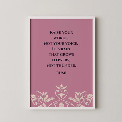 Rumi Quote Art Print: Lilac Poetry Poster