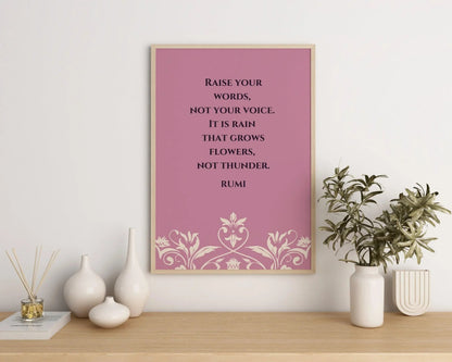 Rumi Quote Art Print: Lilac Poetry Poster