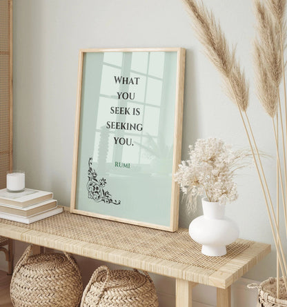 Rumi Quote Print: Mint Green Inspirational Poetry, Giclee Art