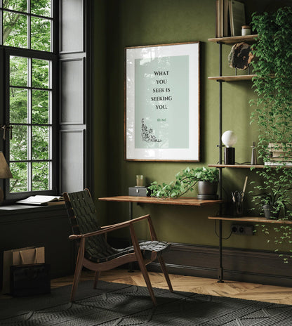 Rumi Quote Print: Mint Green Inspirational Poetry, Giclee Art