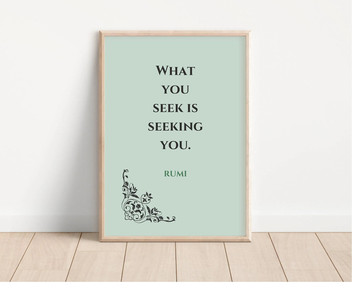 Rumi Quote Print: Mint Green Inspirational Poetry, Giclee Art