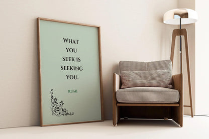 Rumi Quote Print: Mint Green Inspirational Poetry, Giclee Art