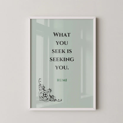 Rumi Quote Print: Mint Green Inspirational Poetry, Giclee Art