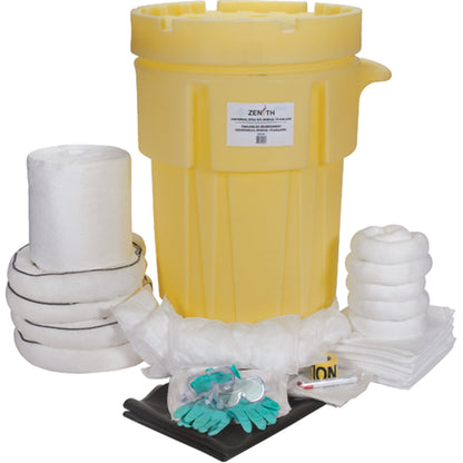 Kit d'intervention d'urgence industriel, spécial hydrocarbures, fût de récupération, 360 L d'absorption