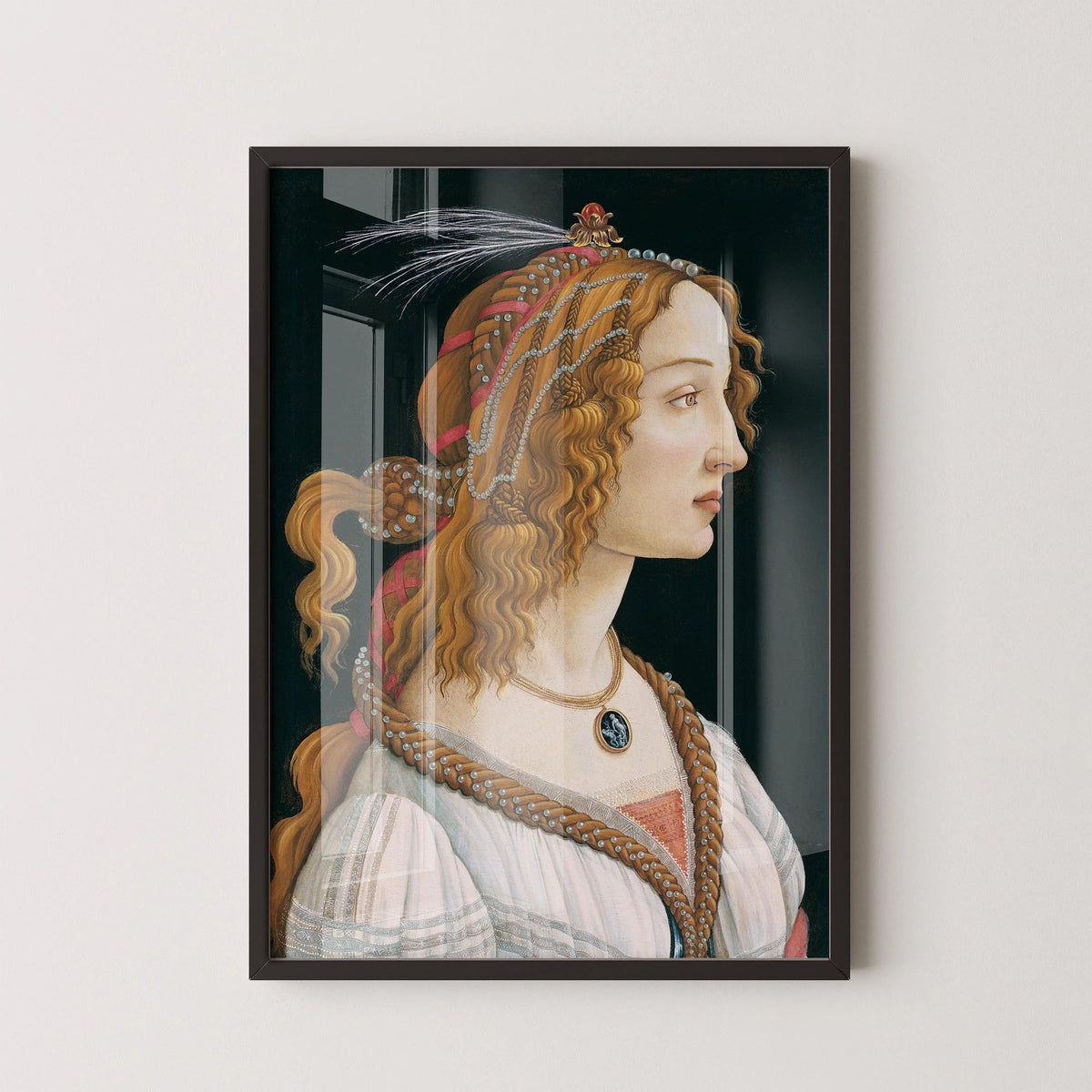 Sandro Botticelli - Portrait idéalisé d'une dame (Vespucci) | Art de la Renaissance (disponible encadré à la main ou non encadré)