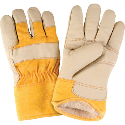 Gants de soudeur doublés hiver, grande taille, paume en cuir pleine fleur, doublure intérieure Boa