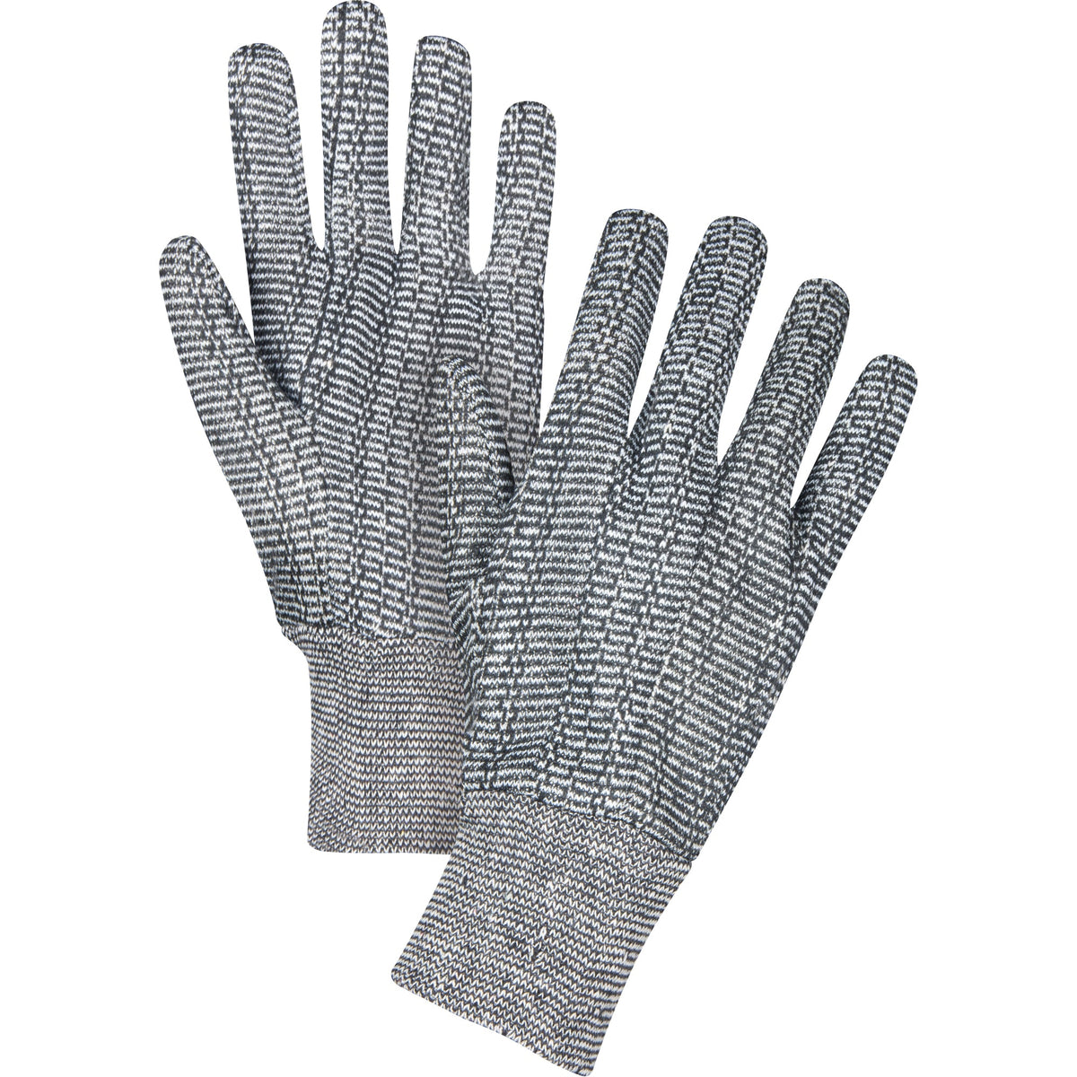 Gants en jersey, T-G, sel et poivre, non doublés, poignet en tricot