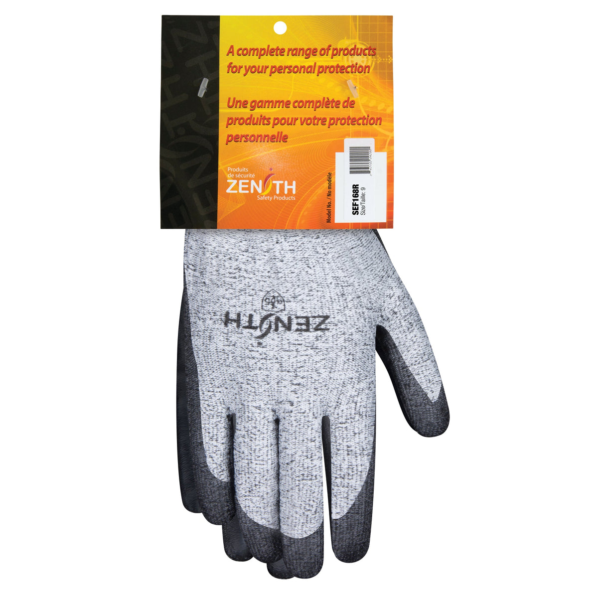 Gants sans couture résistants aux coupures, taille 9, jauge 13, enduits de polyuréthane, coque HPPE, ANSI/ISEA 105 Niveau 4/EN 388 Niveau 5