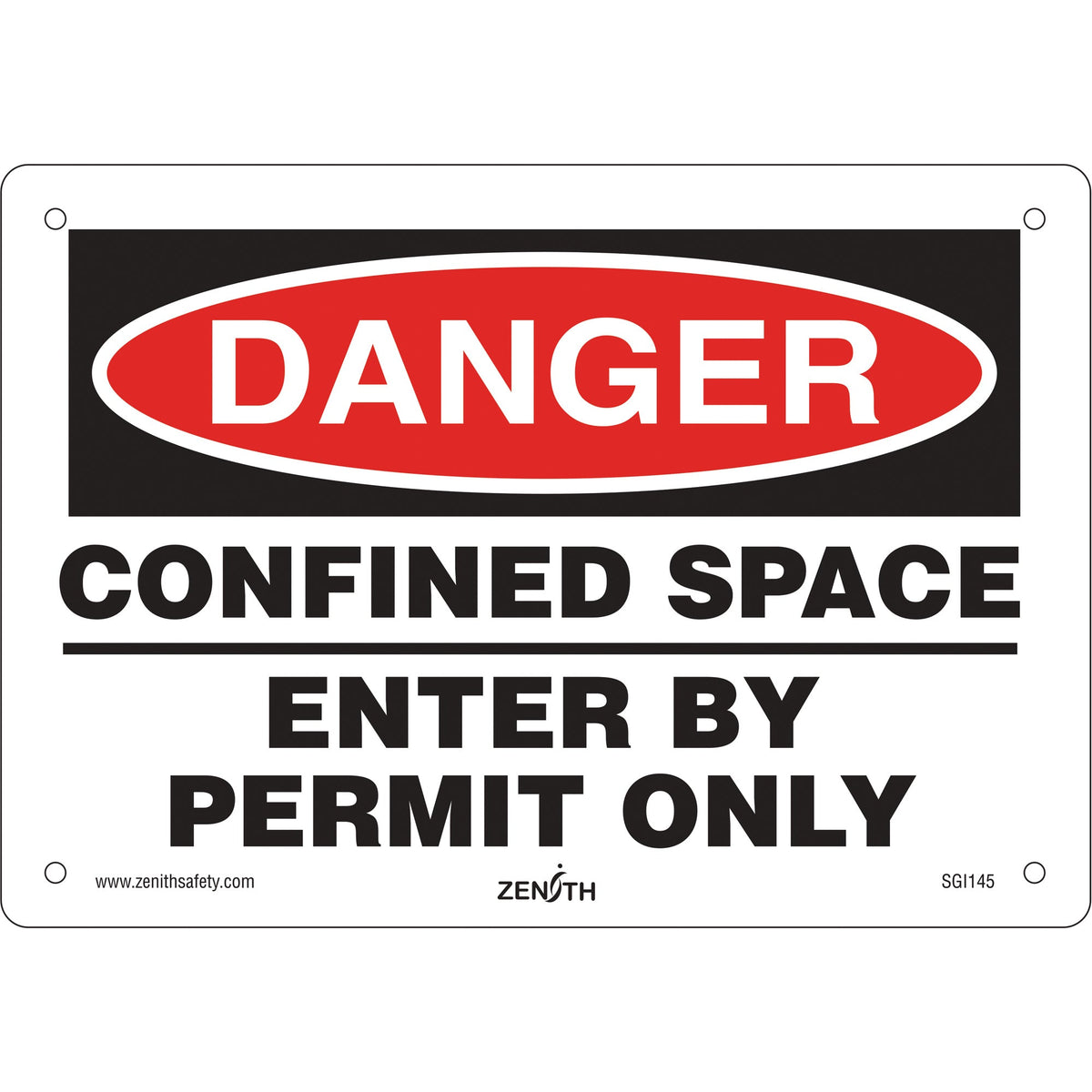 Panneau « Espace confiné », 7 po x 10 po, aluminium, anglais