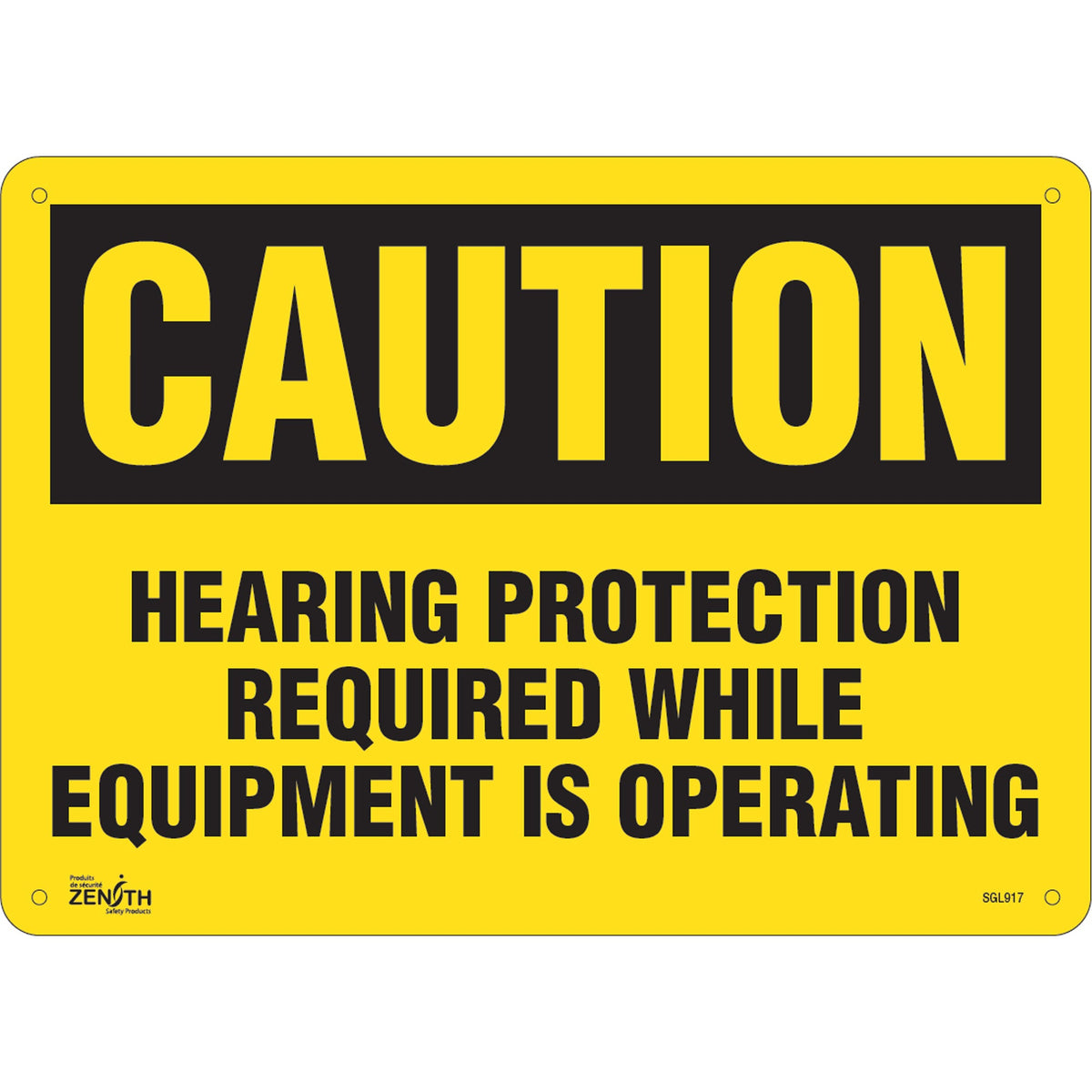 Panneau de danger de bruit "Protection auditive obligatoire", 25 x 35 cm, Plastique, Anglais