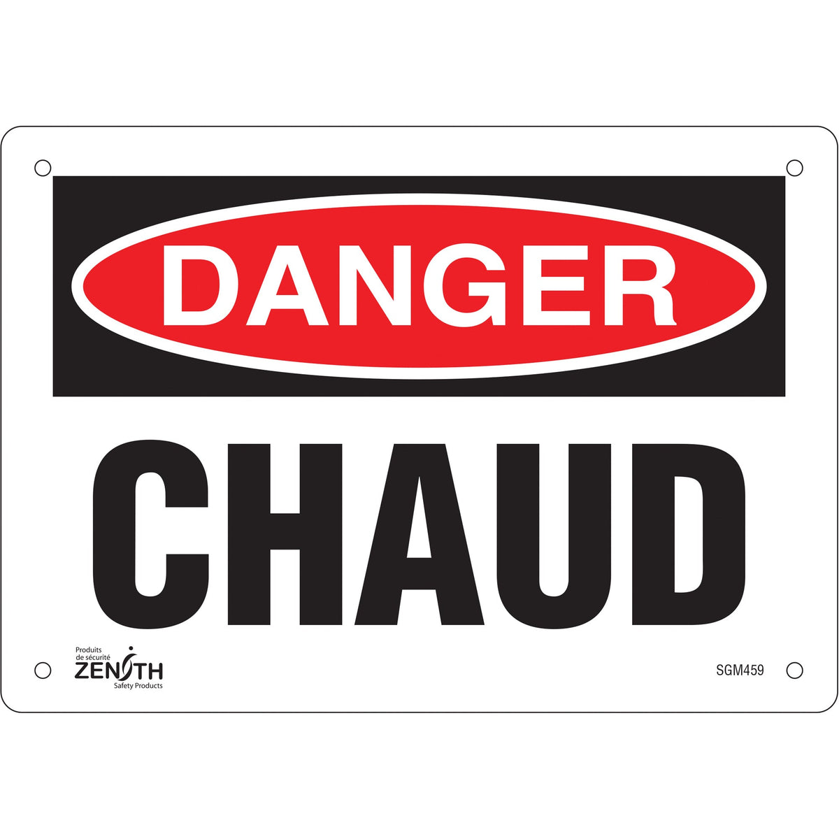 Panneau « Chaud », 18 x 25 cm, Aluminium, Français