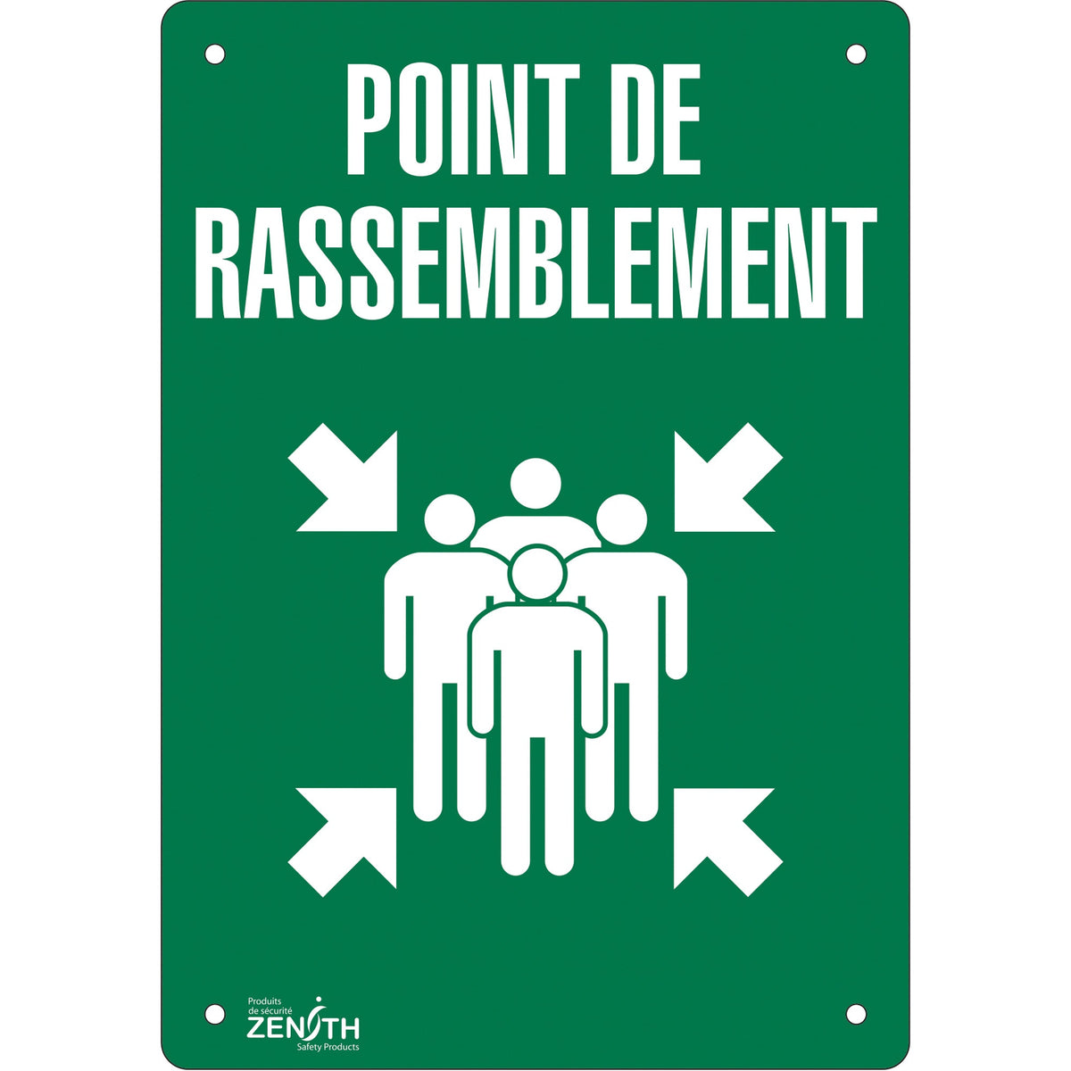 Panneau "Point de rassemblement", 35 x 25 cm, Aluminium, Français avec pictogramme