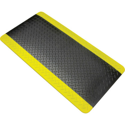 Tapis antifatigue, diamant, 1-2/3' x 3-1/4' x 3/4", noir/jaune, polyuréthane